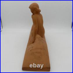 A. Fontana, sculpture en terre cuite, jeune fille, Art déco statue ancienne XXè