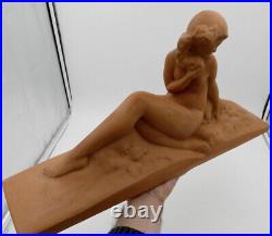 A. Fontana, sculpture en terre cuite, jeune fille, Art déco statue ancienne XXè