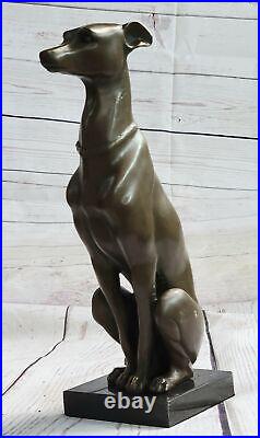 Abstrait Art Moderne Lévrier Gris Chien Bronze Sculpture Par Barye Statue Nr