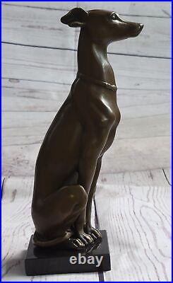 Abstrait Art Moderne Lévrier Gris Chien Bronze Sculpture Par Barye Statue Nr