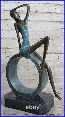 Abstrait Femme Bronze Statue Figurine Moderne Femelle Sport Sculpture Art Décor
