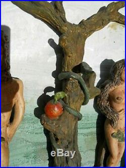 Adam & Eve en terre cuite objet pour cabinet de curiosité art naïf art populaire