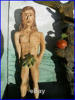 Adam & Eve en terre cuite objet pour cabinet de curiosité art naïf art populaire