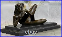Adulte Art Déco Bronze Érotique Nu Fille Sculpture Statue Lesbienne Figurine