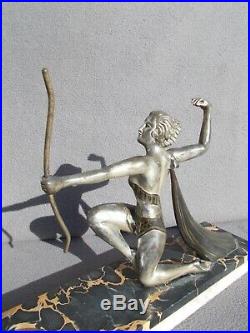 Ancien sculpture femme à l'arc art deco 1930 statue le faguays Max Le Verrier