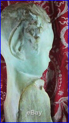 Ancienne statue sculpture en platre amadeo gennarelli art deco 1930 buste faune
