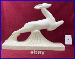 Antelope Cervide Antilope Cassin Sculpture Statue Objet Animal Craquele Art Deco