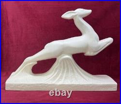 Antelope Cervide Antilope Cassin Sculpture Statue Objet Animal Craquele Art Deco