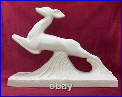 Antelope Cervide Antilope Cassin Sculpture Statue Objet Animal Craquele Art Deco