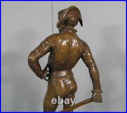 Arlequin Commedia Dell'arte Sculpture Bronze Ancien Signé Laporte