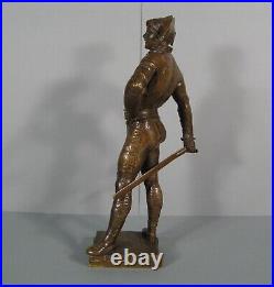 Arlequin Commedia Dell'arte Sculpture Bronze Ancien Signé Laporte