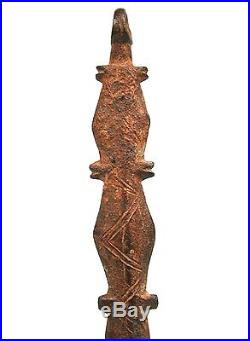 Art Africain Ancienne Cuillère Koulango en Bronze Socle sur Mesure 20 Cms