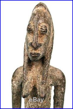 Art Africain Ancienne Maternité en Bronze Dogon Jumeaux Mali 25,5 Cms
