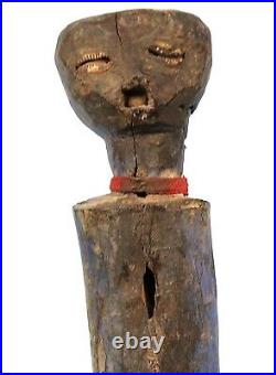 Art Africain Arts Premiers Ancien Fétiche Fon sur Socle Pièce Rare 37,5 Cms