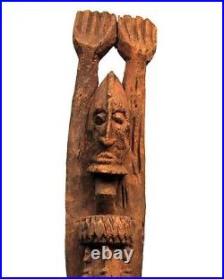 Art Africain Arts Premiers Ancienne Statue Tellem Dogon Bras Levés 65,5 Cms