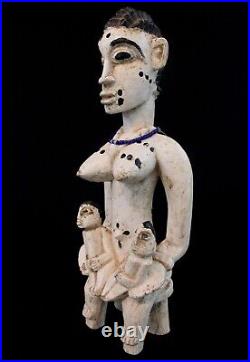 Art Africain Arts Premiers Statue Maternité Senoufo Senufo Jumeaux 38 Cms ++