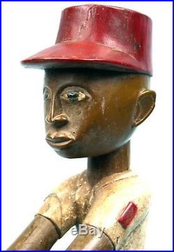 Art Africain Ethnique Tribal Superbe Statue Cavalier en Bois Baoulé 42 Cms