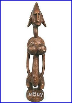 Art Africain Grande Statue Féminine Bamana aux Formes Généreuses 68 Cms