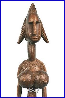 Art Africain Grande Statue Féminine Bamana aux Formes Généreuses 68 Cms