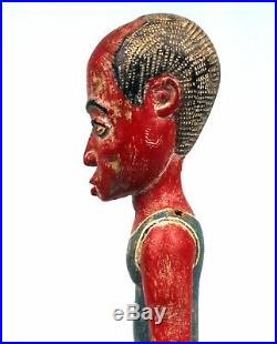 Art Africain Statue Bois Colon Baoulé Baule Calvitie Chauve Bald Kahl 27 Cms