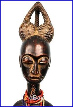 Art Africain Statue de Maternité Koulango Jumeaux Kulango Maternity 67 Cms
