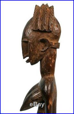 Art Africain Superbe Statue Féminine Bamana Assise Mali Classe 57 Cms
