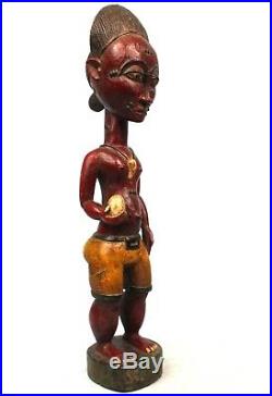 Art Africain Tribal Colon Baoulé Sculpture en Bois Éblouissante 42 Cms ++