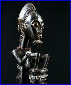 Art Africain Tribal Statue de Messager Baoulé African Sculpture 37,5 Cms
