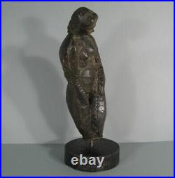 Art Contemporain Jeune Femme Nue Sculpture Statue En Métal Patiné Signée