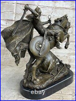 Art Déco 100% Solide Bronze Sculpture Statue Figurine Viking Guerrier Soldier