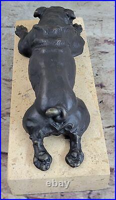 Art Déco Anglais Bouledogue Chien 100% Solide Bronze Sculpture Statue Domestique