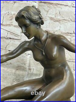 Art Déco Chair Femelle Par Français Artiste Jean La Bronze Sculpture Statue