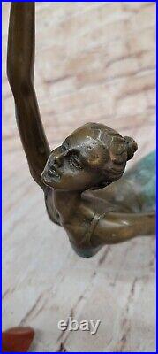 Art Déco Drapeau Danseuse Bronze Sculpture Marbre Statue Figurine Affaire