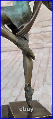 Art Déco Drapeau Danseuse Bronze Sculpture Marbre Statue Figurine Affaire