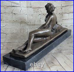 Art Déco Fait à la Main Cuivre Sculpture Chair Beauté Fille Chien Bronze Statue