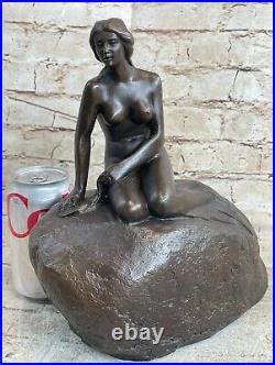 Art Déco Fait à la Main Sculpture Danemark Sirène Chair Bronze Cuivre Statue