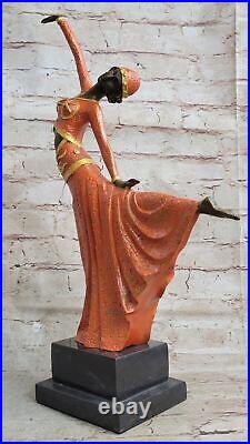 Art Déco Fonte Bronze Gracieux Ballerine Ballet Statue Sculpture Chiparus Gif