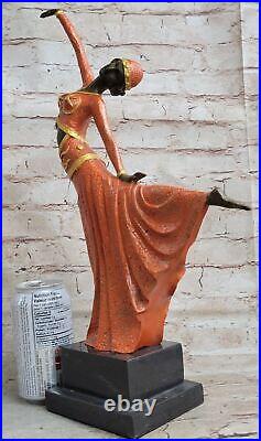 Art Déco Fonte Bronze Gracieux Ballerine Ballet Statue Sculpture Chiparus Gif