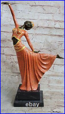 Art Déco Fonte Bronze Gracieux Ballerine Ballet Statue Sculpture Chiparus Gif