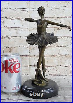 Art Déco Fonte Bronze Gracieux Ballerine Ballet Statue Sculpture Signé Milo
