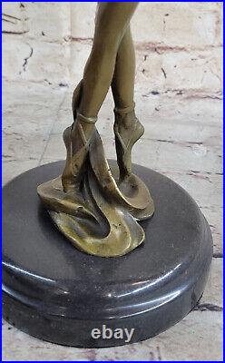 Art Déco Fonte Bronze Gracieux Ballerine Ballet Statue Sculpture Signé Milo