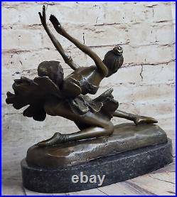 Art Déco Fonte Bronze Gracieux Ballerine Ballet Statue Sculpture Signée Cadeau