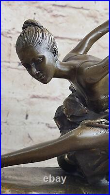 Art Déco Fonte Bronze Gracieux Ballerine Ballet Statue Sculpture Signée Cadeau
