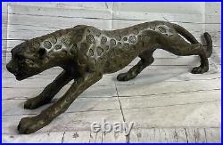 Art Déco Fonte Faune Animal Puma Guépard Bronze Sculpture Figurine Statue