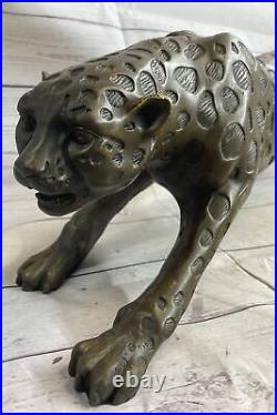 Art Déco Fonte Faune Animal Puma Guépard Bronze Sculpture Figurine Statue