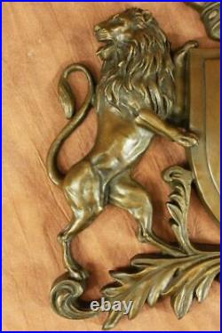 Art Déco Fonte Grand Lion Crest Famille Heirloom Bronze Sculpture Statue Gift