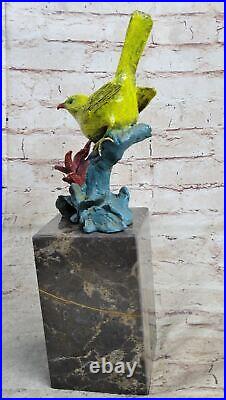 Art Déco Fonte Multi Couleur Patine Amour Oiseau Bronze Sculpture Marbre Statue
