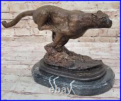 Art Déco Fonte de Collection Puma Mountain Lion Bronze Sculpture Statue Art Nr