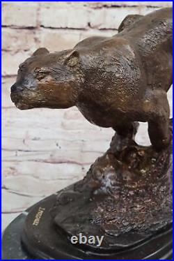 Art Déco Fonte de Collection Puma Mountain Lion Bronze Sculpture Statue Art Nr