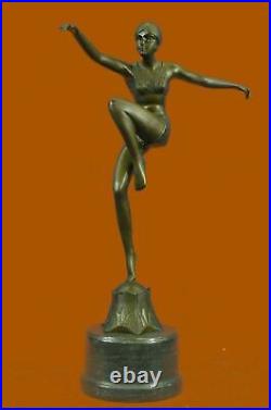 Art Déco Grand Classique Danseuse Signée Figurine Bronze Statue Sculpture